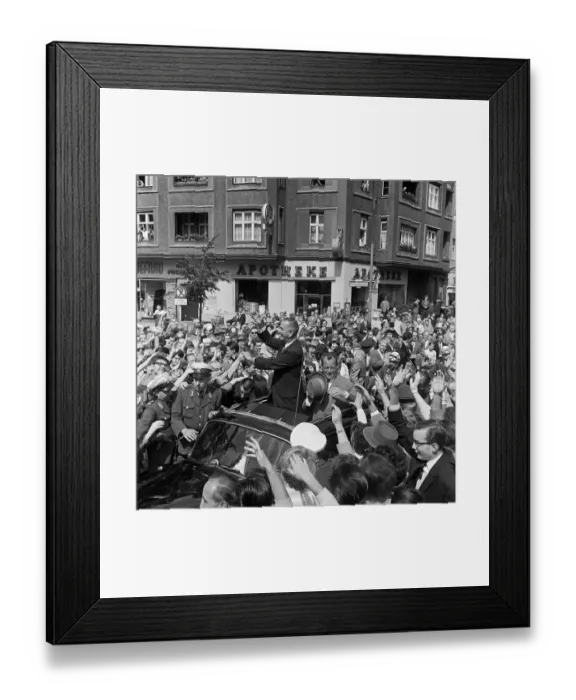 Framed Print : Berlin Crowds Waving to Vice President Johnson Framed Print : Berlin Crowds Waving to Vice President Johnson
