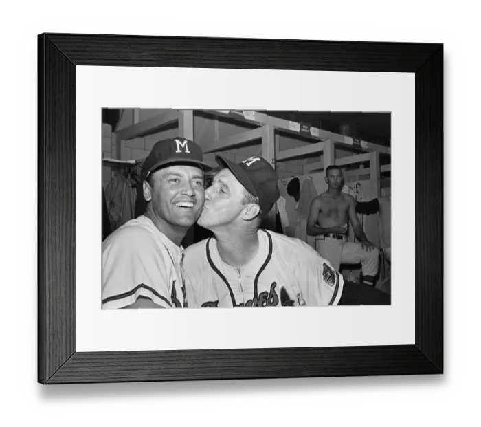 Framed Print : Warren Spahn Kissing Teammate Framed Print : Warren Spahn Kissing Teammate