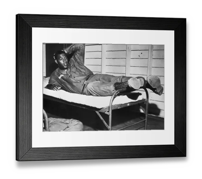 Framed Print : Elgin Baylor Lying on Army Cot