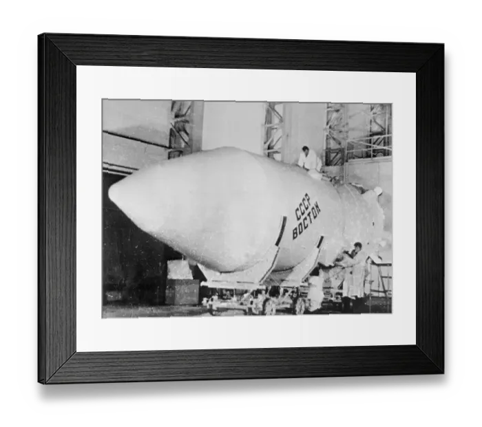 Framed Print : Display of Rocket for Russia's First Space Flight Framed Print : Display of Rocket for Russia's First Space Flight