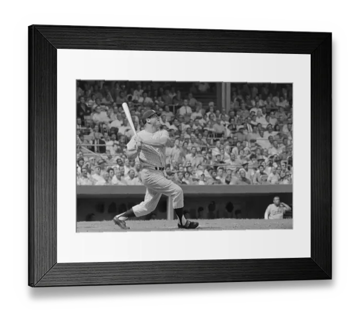 Framed Print : Mickey Mantle Looking up after Hitting Ball Framed Print : Mickey Mantle Looking up after Hitting Ball