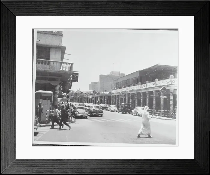 Framed Print : Street Scene of Kuwait with Pedestrians and Commuters Framed Print : Street Scene of Kuwait with Pedestrians and Commuters