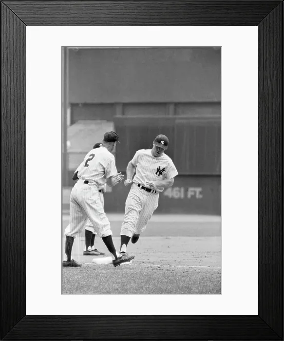 Framed Print : Mickey Mantle Rounds Third, Is Congratula Framed Print : Mickey Mantle Rounds Third, Is Congratula