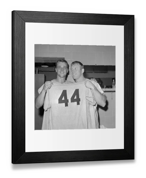 Framed Print : Roger Maris and Mickey Mantle Holding Jersey