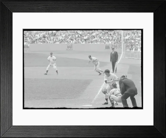 Framed Print : Roger Maris on Base and Mickey Mantle Batting Framed Print : Roger Maris on Base and Mickey Mantle Batting