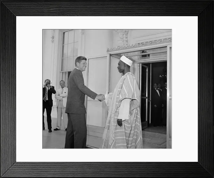 Framed Print : President Kennedy Greeting Nigerian Prime Minister Framed Print : President Kennedy Greeting Nigerian Prime Minister