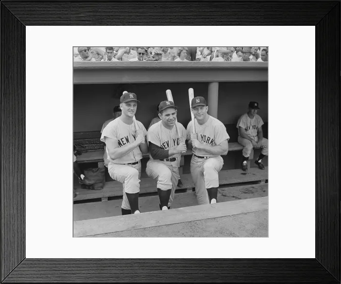 Framed Print : Yogi Berra and Players Posing with Bats Framed Print : Yogi Berra and Players Posing with Bats