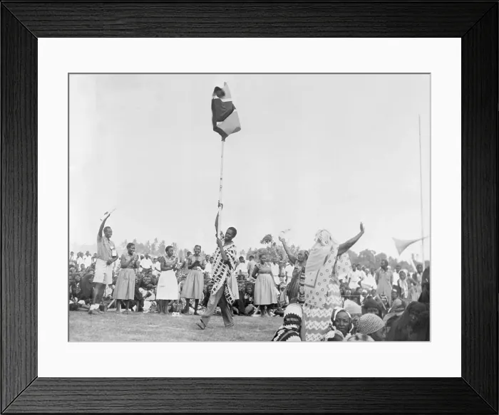 Framed Print : Crowd Observing the Raising of New Tanganyika Flag
