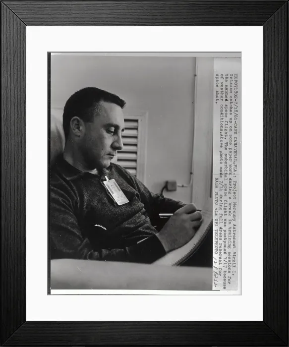 Framed Print : Virgil I. Grissom Writing During Study Framed Print : Virgil I. Grissom Writing During Study