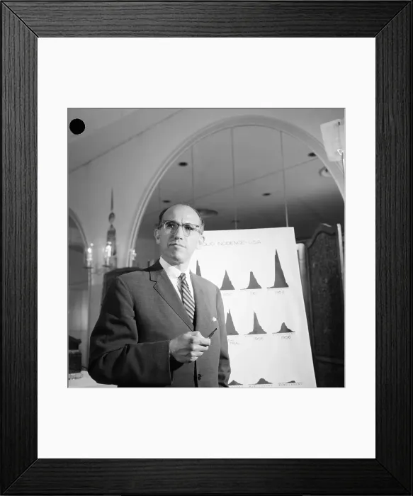 Framed Print : Jonas Salk Speaking at Press Conference Framed Print : Jonas Salk Speaking at Press Conference