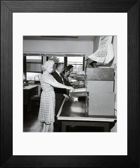 Framed Print : Clerks Go Through Card Catalog Files Framed Print : Clerks Go Through Card Catalog Files