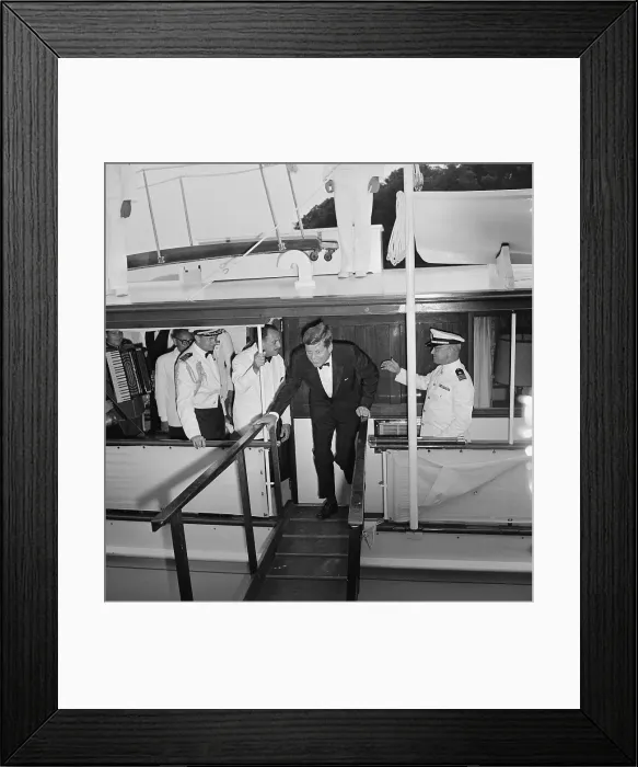 Framed Print : John Kennedy Leaving Yacht Framed Print : John Kennedy Leaving Yacht