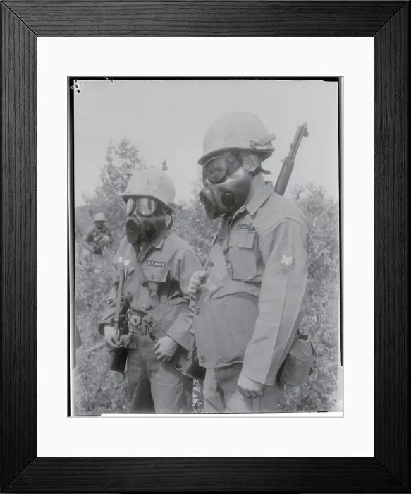 Framed Print : Soldiers Wearing Gas Masks Framed Print : Soldiers Wearing Gas Masks