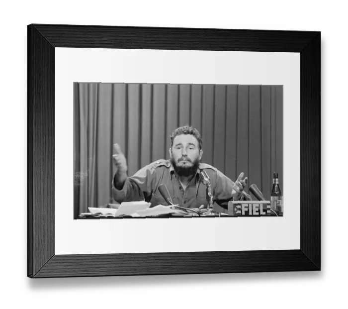 Framed Print : Younger Fidel Castro Gesturing While Speaking at Microphones Framed Print : Younger Fidel Castro Gesturing While Speaking at Microphones