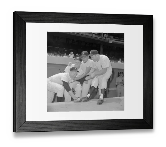 Framed Print : Yankee Players Standing in Dugout