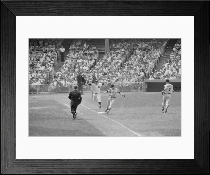 Framed Print : Mickey Mantle and Ray Herbert in Baseball Action Framed Print : Mickey Mantle and Ray Herbert in Baseball Action