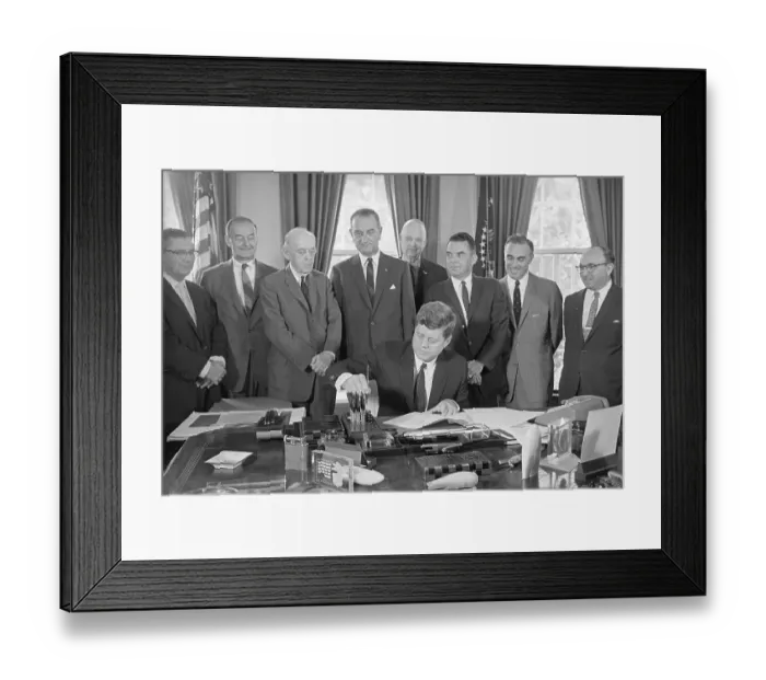 Framed Print : President Kennedy Signing Bill Framed Print : President Kennedy Signing Bill