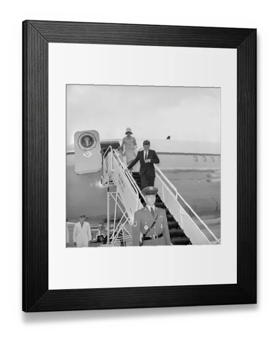 Framed Print : John and Jackie Kennedy Leaving Plane with Daughter Caroline Framed Print : John and Jackie Kennedy Leaving Plane with Daughter Caroline