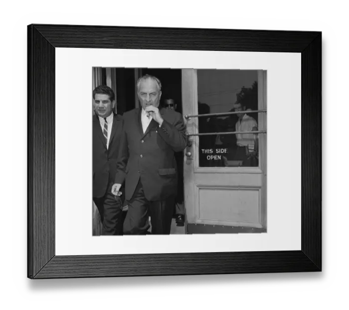 Framed Print : Carlos Marcello Leaving Court with Attorney Framed Print : Carlos Marcello Leaving Court with Attorney