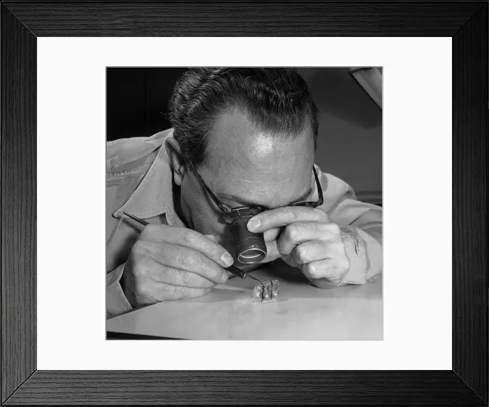 Framed Print : Man Marking Diamond with India Ink Framed Print : Man Marking Diamond with India Ink