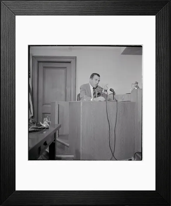 Framed Print : Ed Sullivan Points; Testifis Into Mic Framed Print : Ed Sullivan Points; Testifis Into Mic