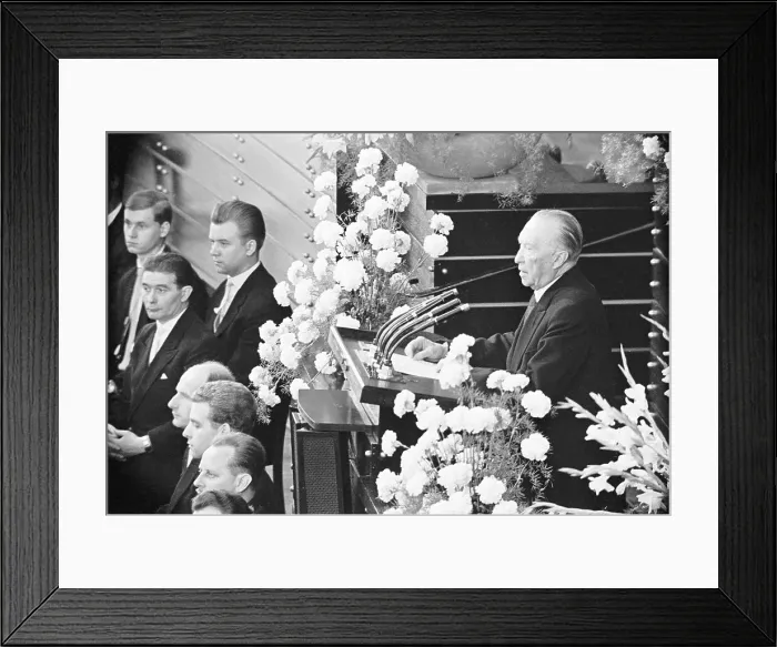 Framed Print : Konrad Adenauer Giving a Speech Framed Print : Konrad Adenauer Giving a Speech