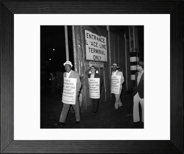 Framed Print : NMU Members Picket Ship Terminal Framed Print : NMU Members Picket Ship Terminal