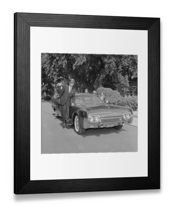 Framed Print : Secret Service Agent Standing Next to Car Framed Print : Secret Service Agent Standing Next to Car