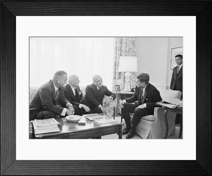 Framed Print : President Kennedy and Vice President Johnson with Italian Leaders Framed Print : President Kennedy and Vice President Johnson with Italian Leaders