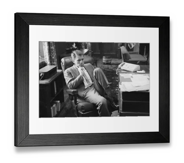 Framed Print : Robert F. Kennedy Sitting With His Leg Propped at His Desk Framed Print : Robert F. Kennedy Sitting With His Leg Propped at His Desk