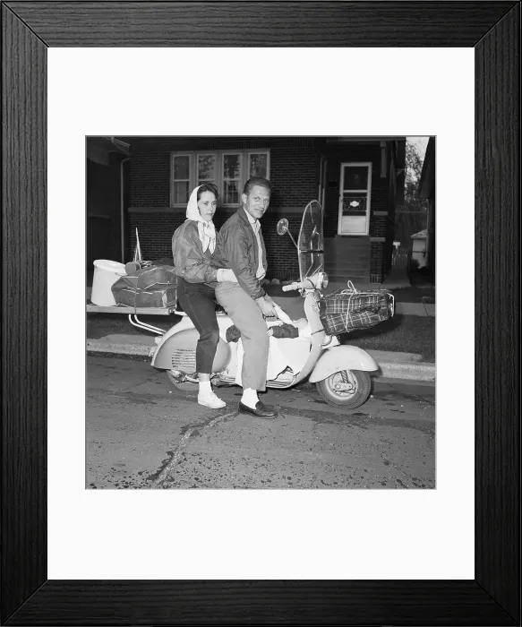 Framed Print : Family Traveling By Motorscooter Framed Print : Family Traveling By Motorscooter