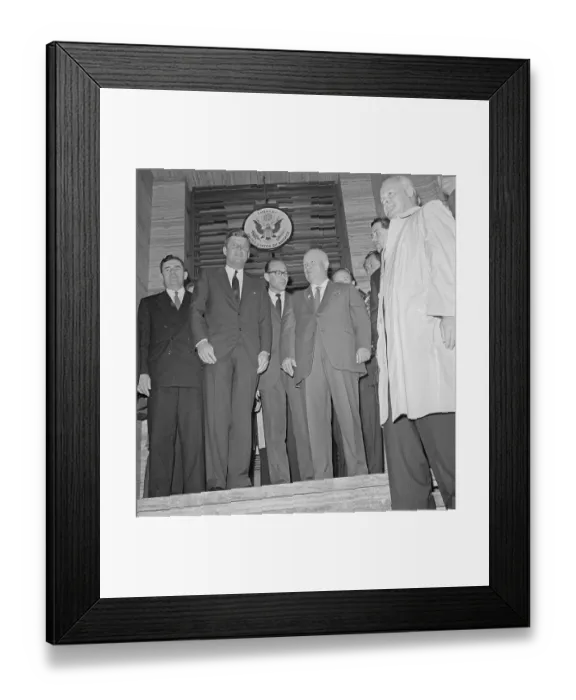 Framed Print : Kennedy and Khrushchev Under US Emblem Framed Print : Kennedy and Khrushchev Under US Emblem