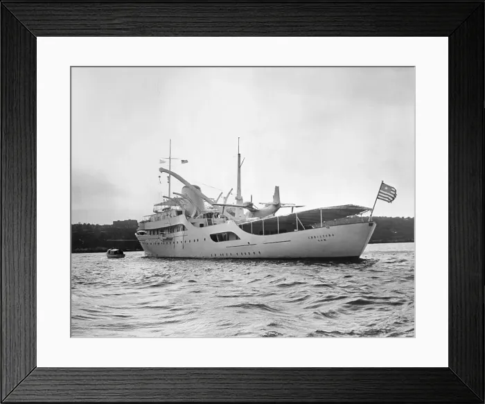 Framed Print : View of Large Yacht Offshore Framed Print : View of Large Yacht Offshore