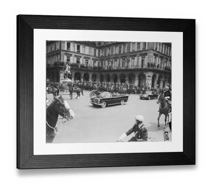 Framed Print : Presidents Kennedy and De Gaulle in Motorcade Framed Print : Presidents Kennedy and De Gaulle in Motorcade