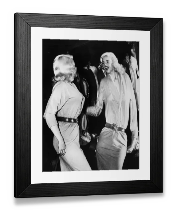 Framed Print : Jayne Mansfield Looks in Funhouse Mirror Framed Print : Jayne Mansfield Looks in Funhouse Mirror