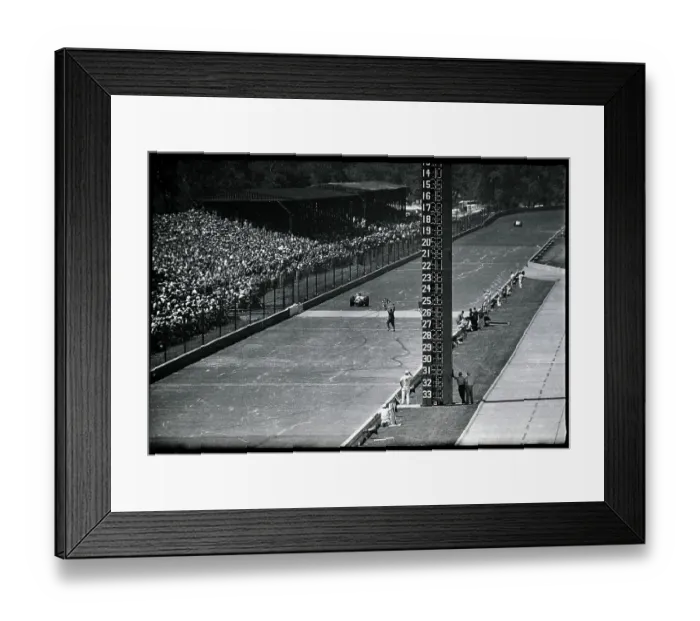 Framed Print : Man Waving Checkered Flag on Racetrack Framed Print : Man Waving Checkered Flag on Racetrack