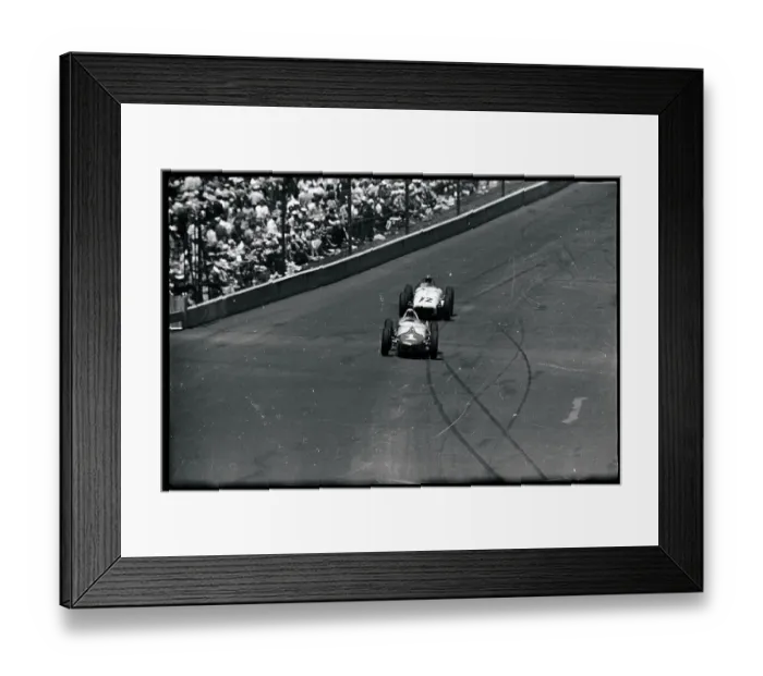 Framed Print : Two Indy Race Cars Racing on Track Framed Print : Two Indy Race Cars Racing on Track