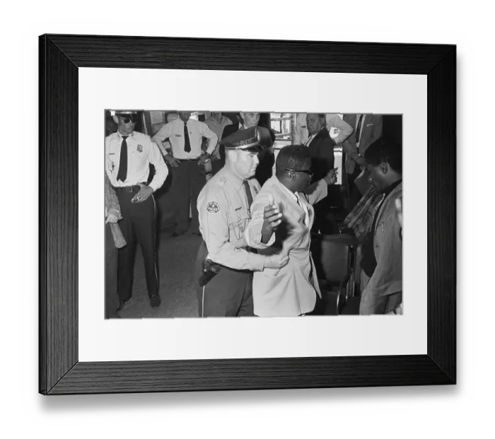 Framed Print : Freedom Rider Searched By a Policeman Framed Print : Freedom Rider Searched By a Policeman