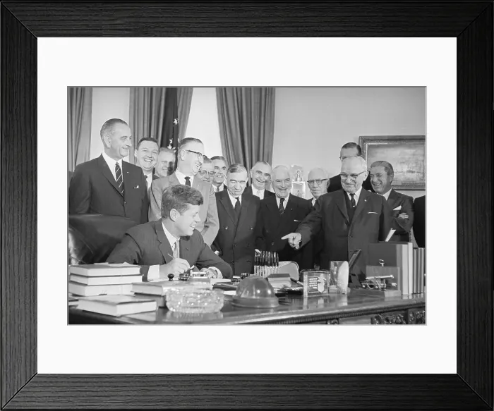 Framed Print : President Kennedy Signing Bill Framed Print : President Kennedy Signing Bill