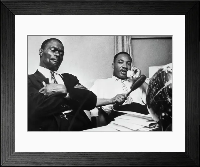 Framed Print : M.L. King Seated Talking On Telephone Framed Print : M.L. King Seated Talking On Telephone