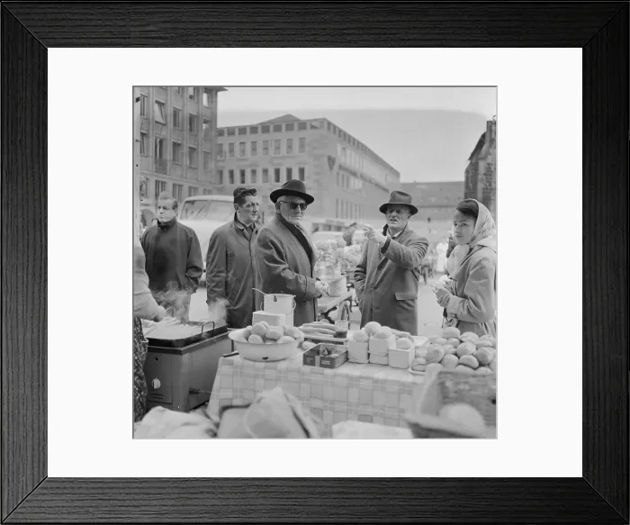 Framed Print : Director Stanley Kramer with Stars on Outdoor Set Framed Print : Director Stanley Kramer with Stars on Outdoor Set