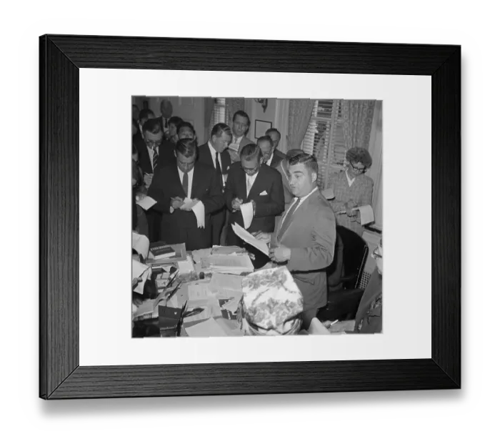 Framed Print : Pierre Salinger Giving a Press Conference Framed Print : Pierre Salinger Giving a Press Conference