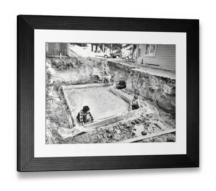 Framed Print : Construction of Fallout Shelter