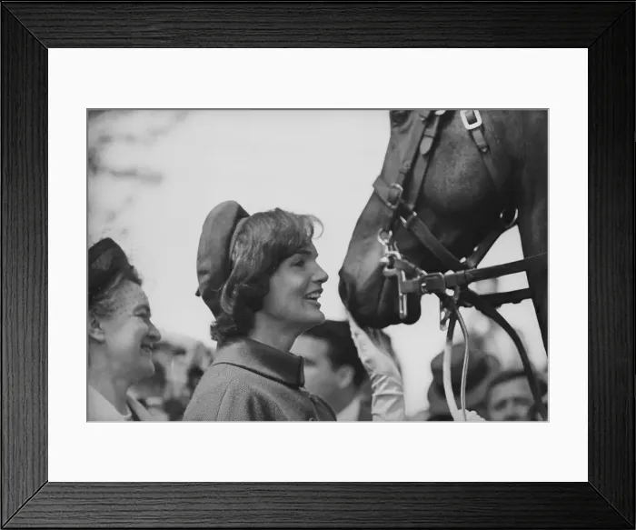Framed Print : Jacqueline Kennedy Looking at a Horse Framed Print : Jacqueline Kennedy Looking at a Horse