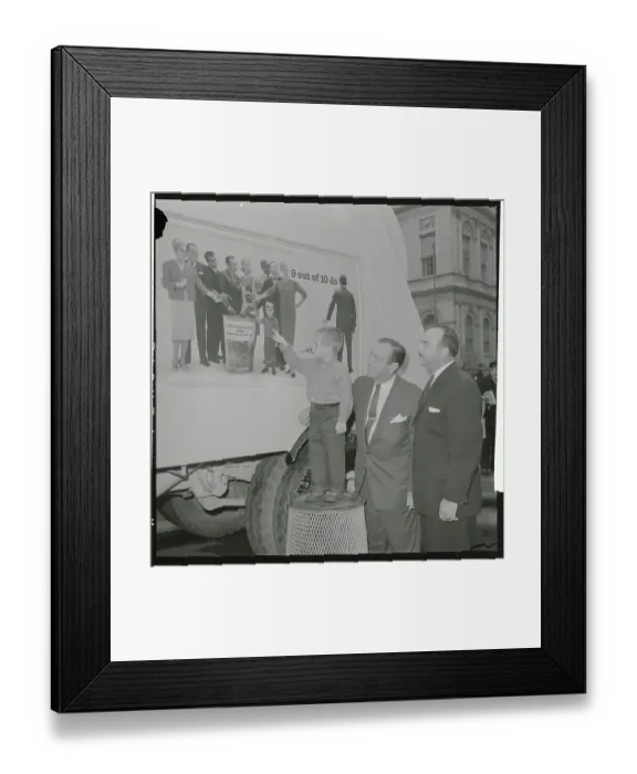 Framed Print : Robert Wagner Posing with City Cleaning Campaign Poster