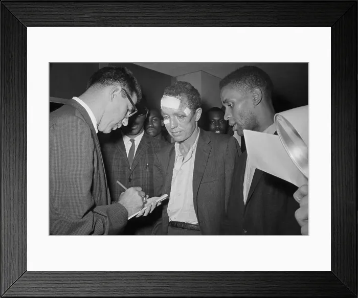 Framed Print : Reporter Interviewing Freedom Riders Framed Print : Reporter Interviewing Freedom Riders