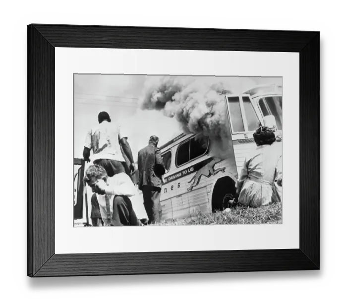 Framed Print : Freedom Riders Near Burning Bus Framed Print : Freedom Riders Near Burning Bus