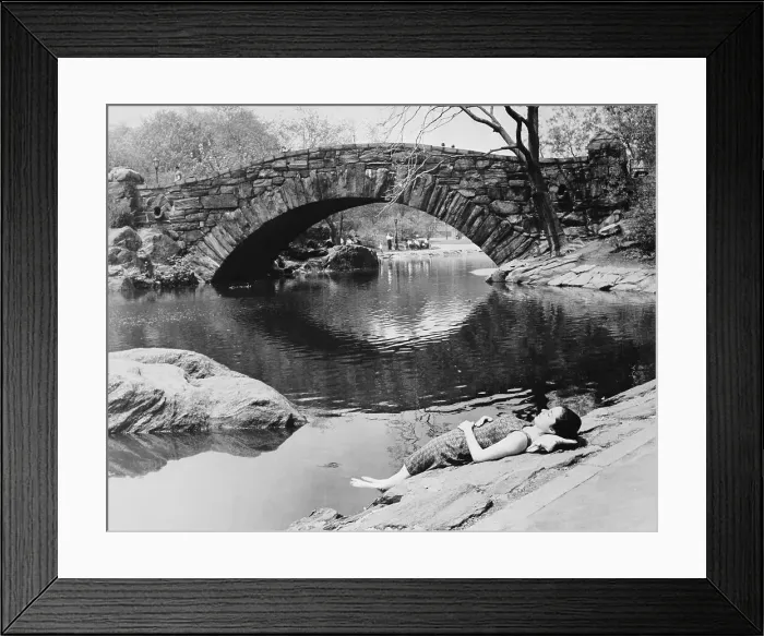 Framed Print : Young Woman Enjoying the Weather in Central Park Framed Print : Young Woman Enjoying the Weather in Central Park