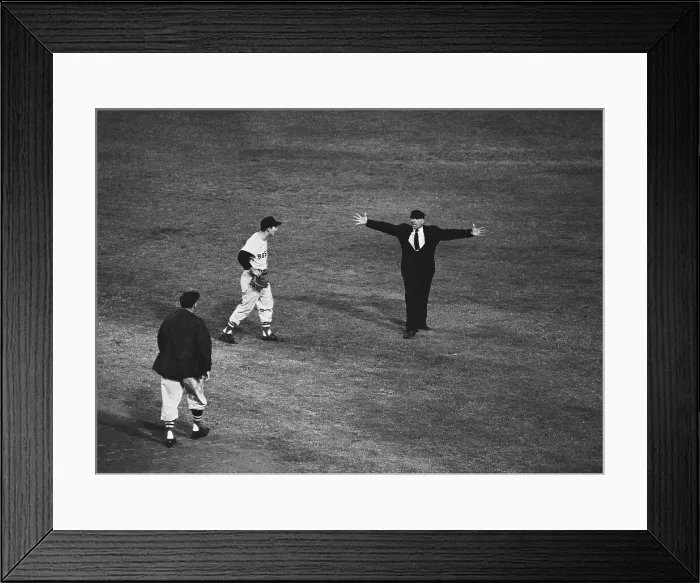 Framed Print : Umpire Calling Base Runner Safe Framed Print : Umpire Calling Base Runner Safe