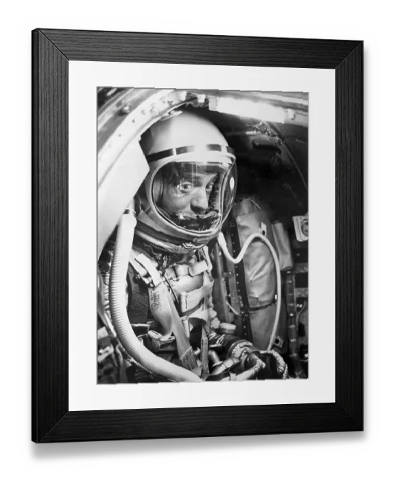 Framed Print : Alan Shepard in a Space Capsule Framed Print : Alan Shepard in a Space Capsule